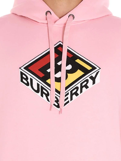 Shop Burberry Logo Graphic Print Drawstring Hoodie In Pink