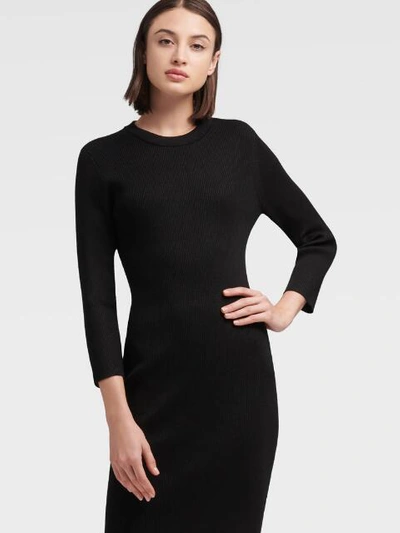 Shop Donna Karan Dkny Women's Rib-knit Midi Sheath Dress - In Black