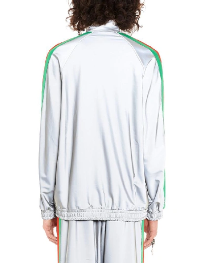 Shop Gucci Reflector Web Track Jacket In Grey