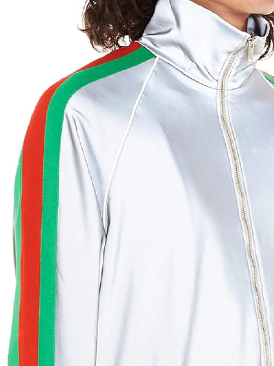 Shop Gucci Reflector Web Track Jacket In Grey