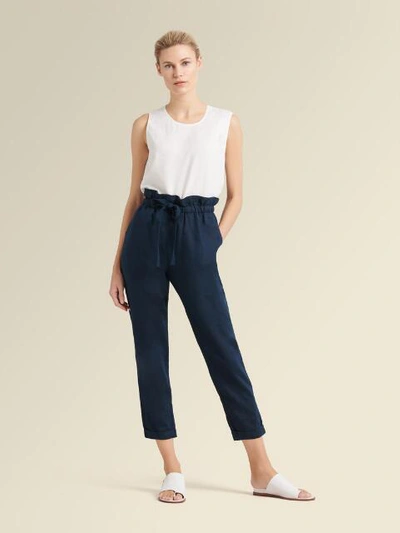 Shop Donna Karan Linen Pull-on Pants In Indigo