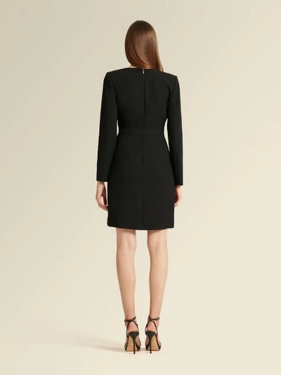 Shop Donna Karan Long Sleeve Faux Wrap Dress In Black