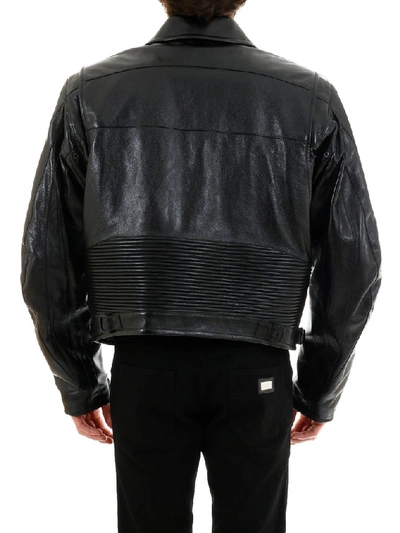Shop Balenciaga Zipped Logo Biker Jacket In Black