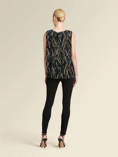 Shop Donna Karan Printed Pleated Top In Black Combo