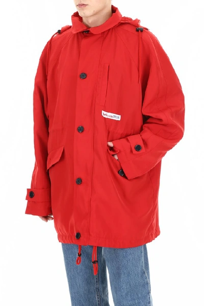 Shop Martine Rose Hooded Parka In Red