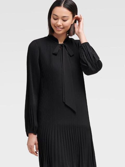 tie neck shift dress