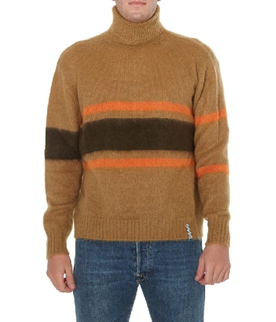 Shop Golden Goose Deluxe Brand Yoshiro Striped Turtleneck Sweater In Brown