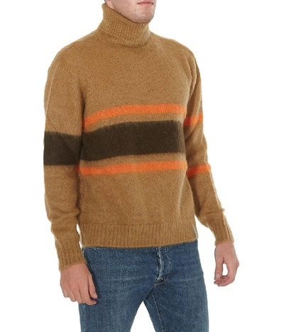 Shop Golden Goose Deluxe Brand Yoshiro Striped Turtleneck Sweater In Brown