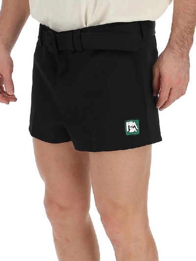 Shop Prada Logo Patch Shorts In Black