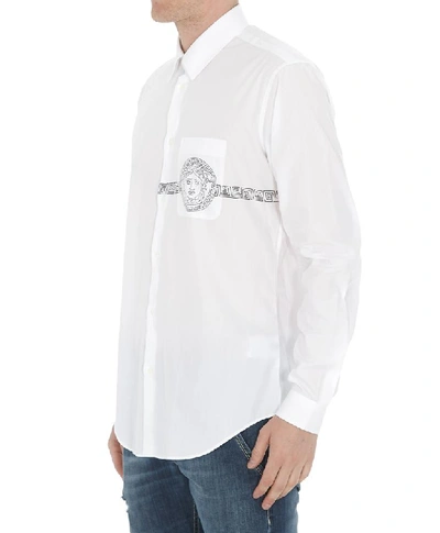 Shop Versace Medusa Pocket Logo Shirt In White