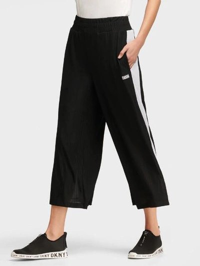 Shop Donna Karan Contrast Panel Wide Leg Pant In Black