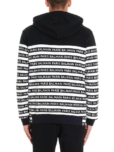 Shop Balmain Logo Stripe Detail Zipper Sweatshirt In Multi