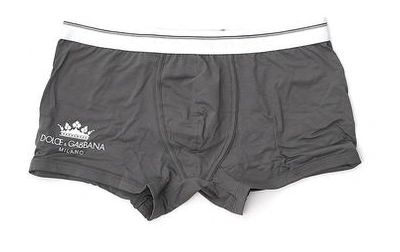 Shop Dolce & Gabbana Underwear Logo Crown Boxer Shorts In Grey