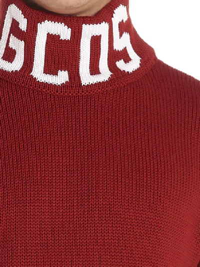 Shop Gcds Logo Turtleneck Knitted Sweater In Red