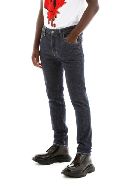 Shop Dsquared2 Slim Fit Denim Jeans In Navy