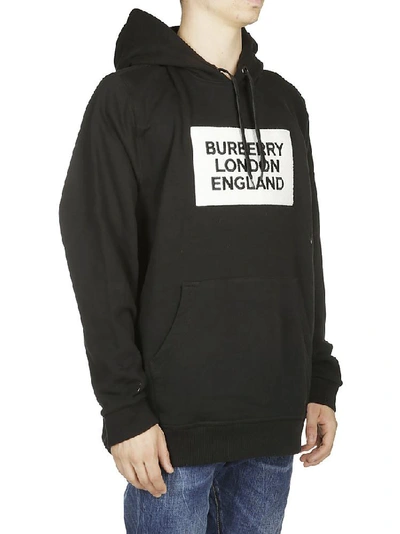 Shop Burberry Logo Appliqué Hoodie In Black