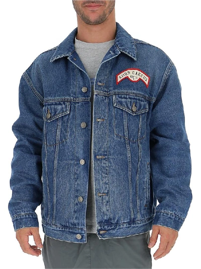 Shop Gucci Back Patch Denim Jacket In Blue