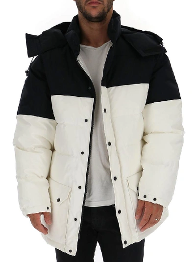 Shop Buscemi Colour Block Down Coat In Multi