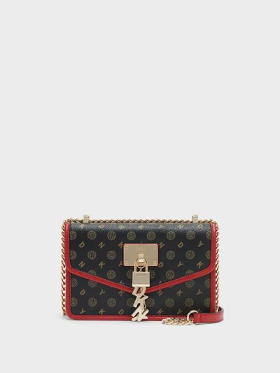 Dkny Elissa Heritage Logo Leather Flap Crossbody, Created For Macy's In  Ebony Bright Red | ModeSens