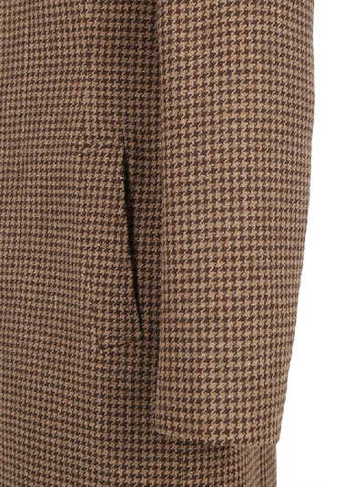 Shop Balenciaga Houndstooth Detail Coat In Brown