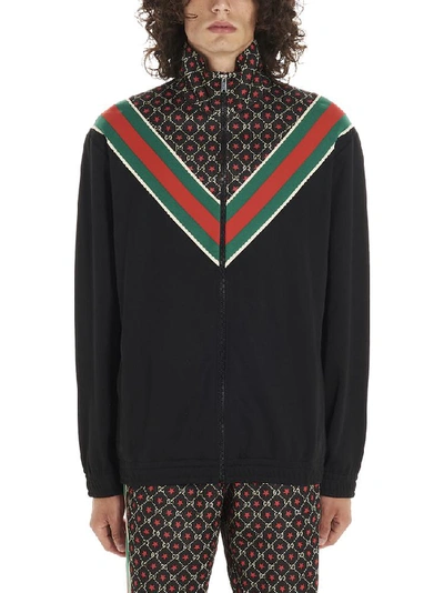 Shop Gucci Gg Star Print Zipped Jersey Jacket In Black