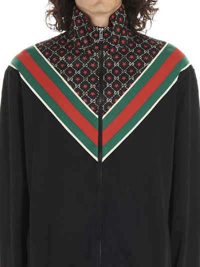 Shop Gucci Gg Star Print Zipped Jersey Jacket In Black