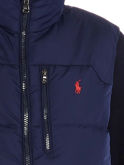 Shop Polo Ralph Lauren Logo Embroidered Down Gilet In Navy