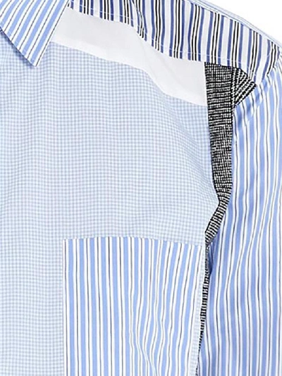 Shop Comme Des Garçons Shirt Patchwork Striped Shirt In Blue