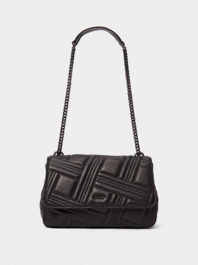 Shop Donna Karan Allen Leather Shoulder Bag In Black/gold