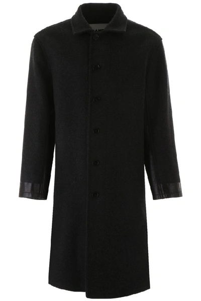 Shop Jil Sander Contrast Sleeve Panelled Coat In Grey
