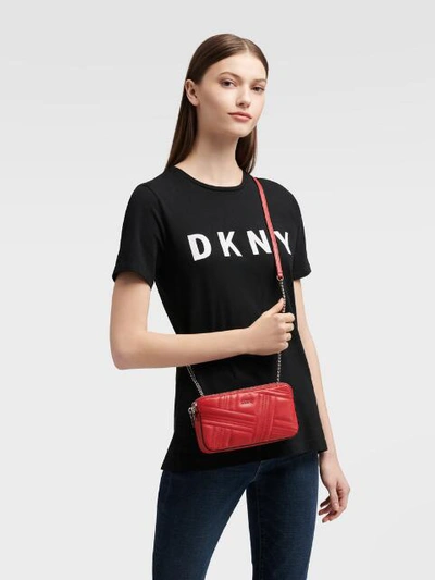 Shop Donna Karan Allen Leather Camera Bag In Black/gold