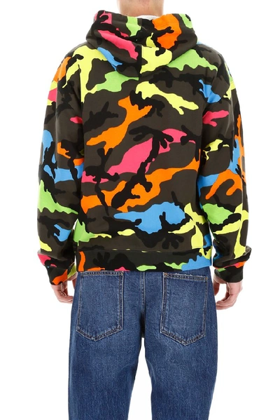 Shop Valentino Camouflage Zipped Hoodie In Multi