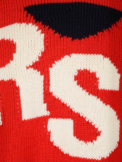 Shop Raf Simons Monogram Cropped Sweater In Red