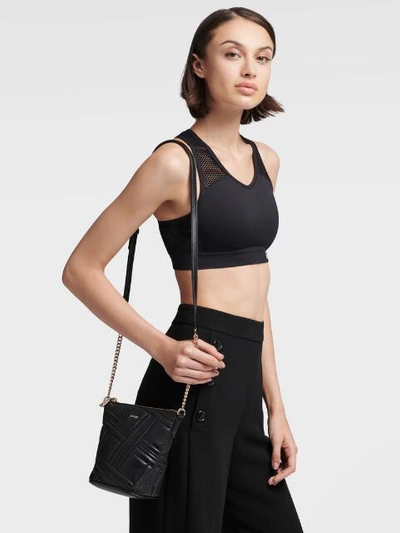 Shop Donna Karan Allen Small Leather Bucket Bag In Black/gold