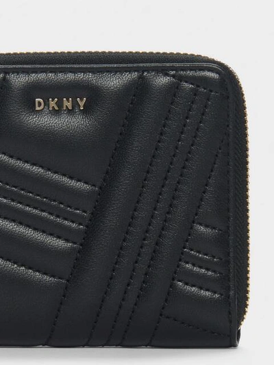 Shop Donna Karan Dkny Women's Allen Small Leather Zip-around Wallet - In Black/gold