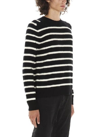 Shop Saint Laurent Striped Sweater In Black