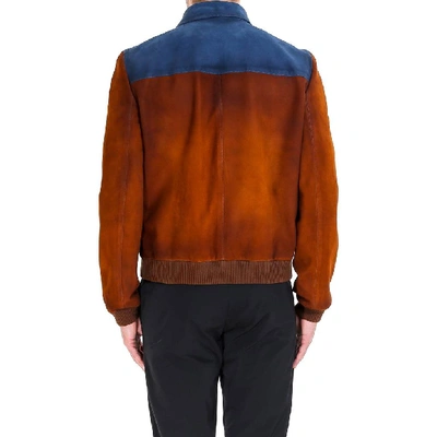 Shop Prada Bicolor Zipped Leather Jacket In Multi