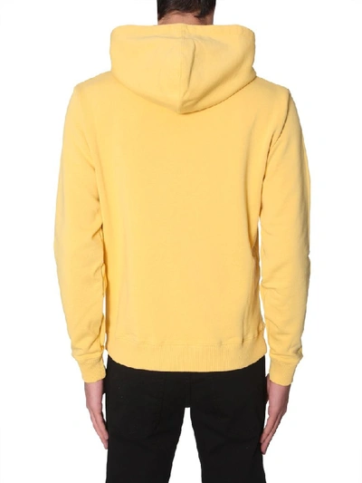 Shop Saint Laurent Motif Printed Hoodie In Yellow