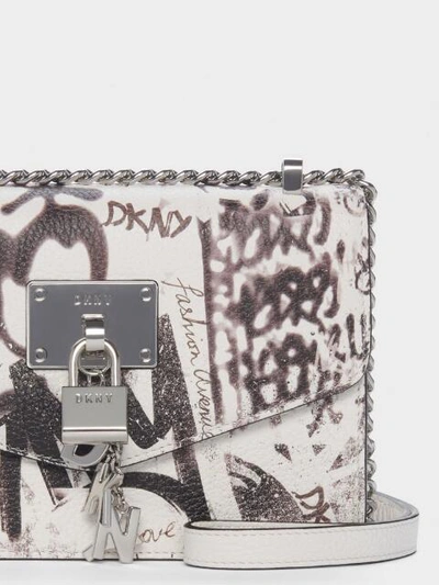 Shop Donna Karan Elissa Small Graffiti Shoulder Bag In Black Multi