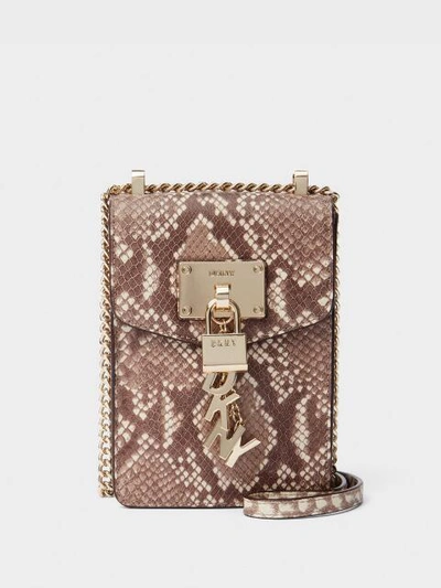 Shop Donna Karan Elissa North-south Snake Crossbody In Natural Snake