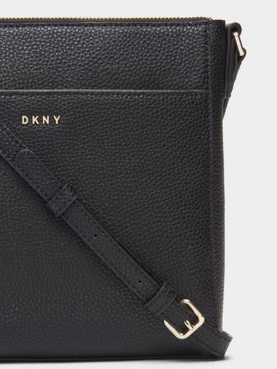 Shop Donna Karan Pebbled Leather Top-zip Crossbody In Ivory