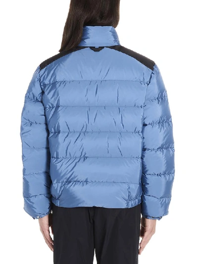 Shop Prada Logo Plaque Down Jacket In Blue