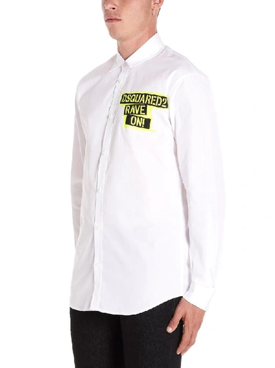 Shop Dsquared2 Rave On Logo Tape Tailored Shirt In White