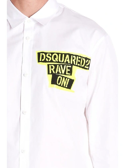 Shop Dsquared2 Rave On Logo Tape Tailored Shirt In White