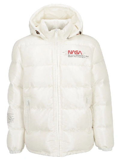 Shop Heron Preston Hooded Nasa Puffer Jacket In White