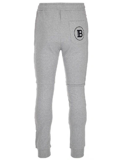 Shop Balmain Logo Print Track Trousers In Grey