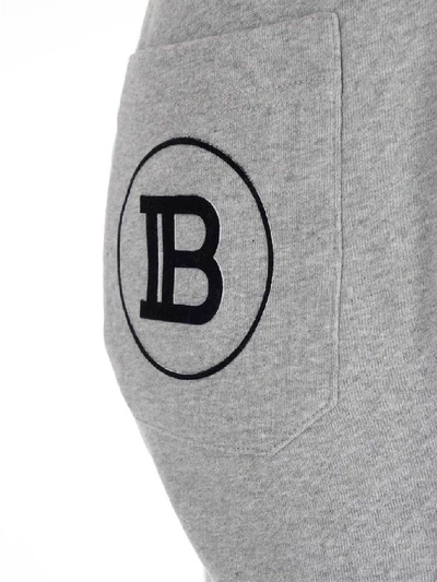 Shop Balmain Logo Print Track Trousers In Grey