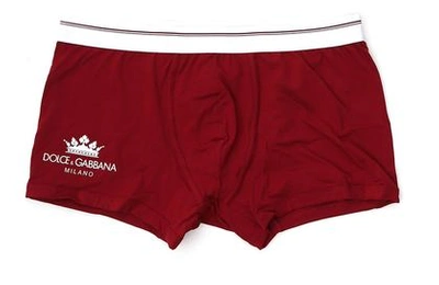 Shop Dolce & Gabbana Underwear Logo Crown Boxer Shorts In Red
