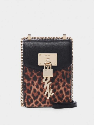 Shop Donna Karan Elissa North South Leopard Crossbody In Black/gold