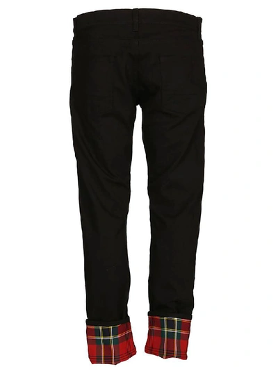 Shop Alexander Mcqueen Tartan Cuff Jeans In Black